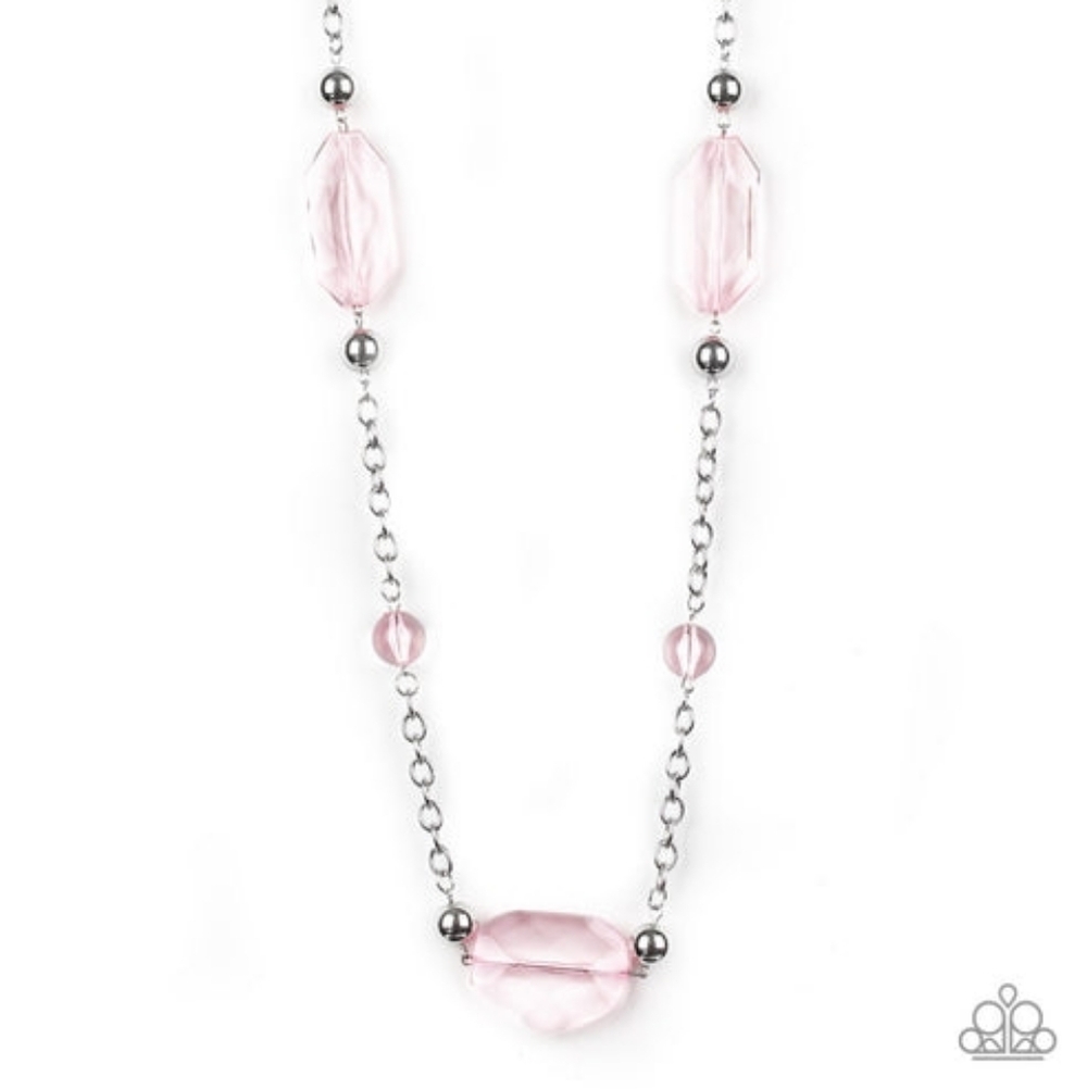 Paparazzi Necklace - Crystal Charm - Pink